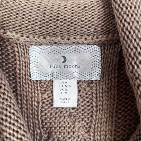 Ruby Moon Light Brown Cowl Neck Drop Sleeve Knit Wool Blend Sweater Size MD - Picture 8 of 10